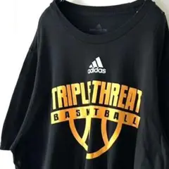 アディダス バスケットボール トリプル THRET Tシャツ L ブラック黒古着