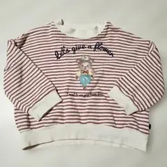 バースデイ☆フタフタ　ボーダー長袖裏微起毛トレーナー　90サイズ