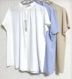 【新品+美品】GU ドレープバンドカラーシャツ(半袖) L 3点セット