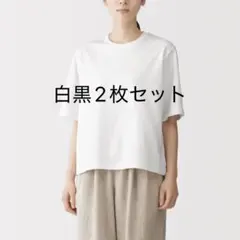 婦人　涼感ＵＶカットクルーネックワイド半袖Ｔシャツ　白、黒のサムネイル
