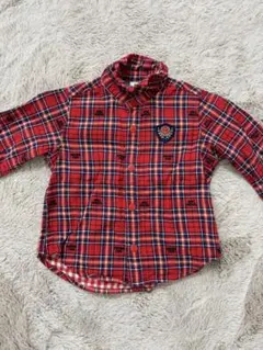 【最終値下げ】ミキハウス 赤いチェック柄シャツ ロゴ 80