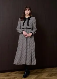 Jane Maple ジェーンマープル◇ペンシルストライプレースカラーOP 灰