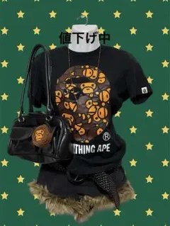 A BATHING APE Tシャツ ブラック S　平成ギャル　Y2K　グランジ A BATHING APE Tシャツ ブラック エイプ平成ギャルY2Kグランジ - メルカリ