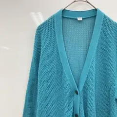 【UNIQLO】メッシュショートカーディガン M ブルー