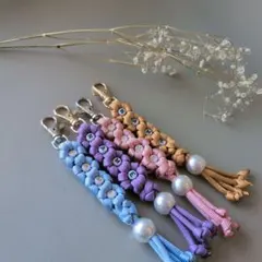 オーダー　パラコード　名前入り　アルファベット　お花 キーホルダー