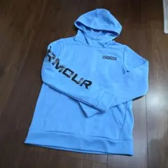 150☆Under Armour ☆水色 フード付き裏起毛パーカー ☆