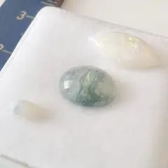 ホワイトオパール モスアゲート カボションルースセット