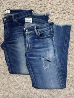 ダメージ加工 スキニーデニム 2点セット