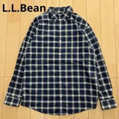 L.L.Beanエルエルビーン　長袖シャツ　ボタンダウン　チェック　ネイビー　M