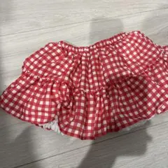 バースデイ フタフタ ギンガムチェック 80 フリル スカート パンツ