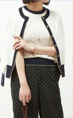 【martinique】ドライタッチバイカラーカーディガン