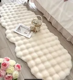 ふわふわ バブルラグ ホワイト ロングマット60*160