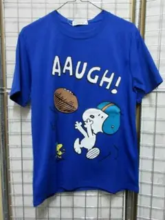 J229/スヌーピー メンズ 半袖 Tシャツ ハニカムメッシュ 柄 青 S