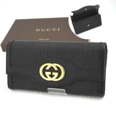 ✨Aランク✨　GUCCI 長財布　インターロッキング　GGライン　GGロゴ　黒色