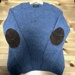 ポロ　ラルフローレン　ブルー　長袖セーター　クルーネック　ニット　XS