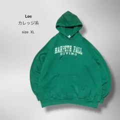 Lee カレッジロゴ フーディー グリーン ×白XL相当 アーチロゴのサムネイル