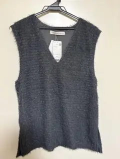 【新品】nano universe チャコール シャギーVネックニットベスト