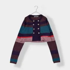 KOOKAI クーカイ ウールブレンド ショート丈 配色 カーディガン 1