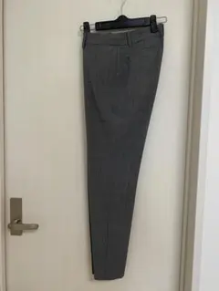 アオキ　AOKIグレー チェック柄 スリムフィット スラックス 3号