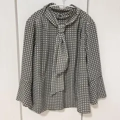 doubleface tokyo 日本製　ボウタイブラウス　柄ブラウス　フレア袖