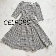 CELFORD トリプルクロスワンピース 千鳥格子 Aライン ワンピース 38 