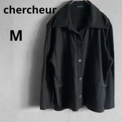 Mサイズ 襟付き ジャケット ブルゾン ダークグレー 圧縮ウール