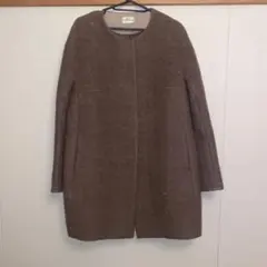 POUR Tres Femme プールトレファム　ウールロングコート　ブラウン