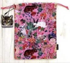 新品　ナタリーレテ　サテンポーチ　巾着　ラビット　うさぎ　ウサギ　花柄のサムネイル