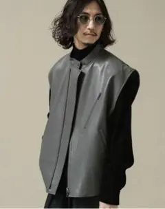 【nano・universe】 VEGAN LEATHER フルZIPベスト