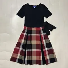 ブルーレーベルクレストブリッジ ドッキング サマーニット ワンピース チェック