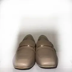 GLOBAL WORKベージュ スクエアトゥ ジッパー付きパンプスのサムネイル