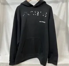 BALENCIAGA バレンシアガ グラフィティロゴ ペイント パーカー 黒　Sのサムネイル