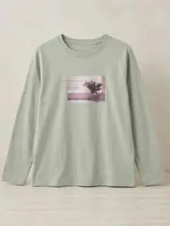 花柄プリント 長袖Tシャツ ミントグリーンのサムネイル
