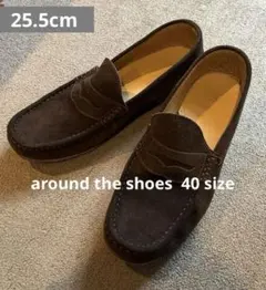 around the shoes スエードレザー ペニーローファー ネイビー - メルカリ