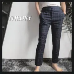 THEORY ウィンドペンチェック柄テーパードシルエットパンツ