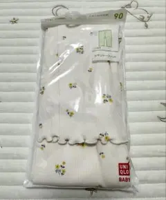 新品　ユニクロ　90cmレギンス　花柄ホワイト