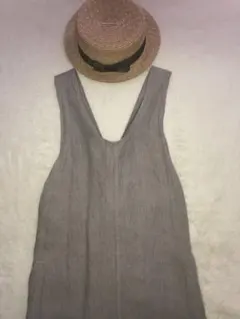 vintag リネン ノースリーブ ジャンプスーツ