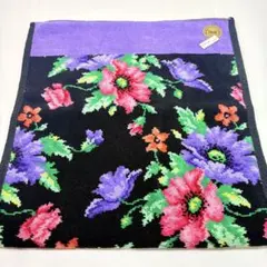 新品　FEILER フェイラー　フェイスタオル　花柄　パープル/ブラック