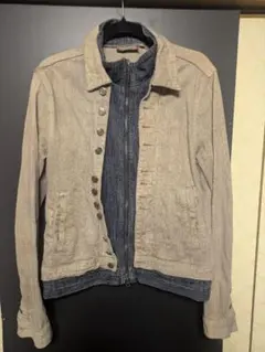 ベージュ デニムジャケット ジッパー付き