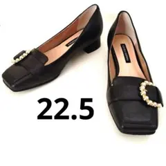 美品★パラディクルール パールバックル パンプス レザー 22.5 スクエアトゥのサムネイル