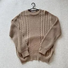 IKKA LOUNGE ベージュ ケーブルニット L