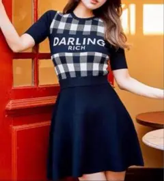 ロ*ィ様 Darich ギンガムチェックニットミニワンピース