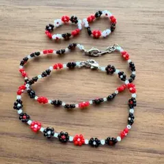 ハンドメイドビーズアクセサリー / ディズニー フラワー ブレスレット リング