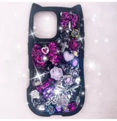 ゆうゆうメルカリ便☆iPhone 16ケースデコ☆ラメパープルNo.36