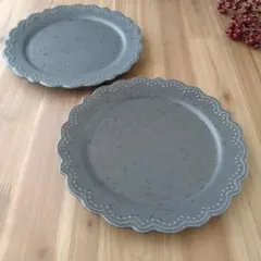 レースレリーフプレート・２枚　美濃焼〈新品・未使用〉