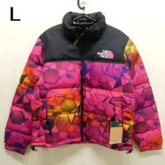 ノースフェイス プリンテット レトロ ヌプシ ダウンジャケット L ピンクリボン