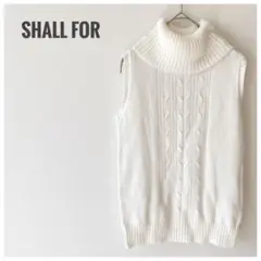 【美品】オンワード樫山 SHALL FOR タートルネックニットベスト 白 M