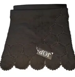 黒ショール　生地毛100　加工部分絹レーヨン　153×48