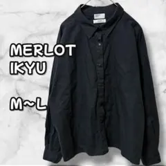 N0283　長袖シャツ　ブラウス　スナップボタン　薄手　ブラック　Ｍ　Ｌのサムネイル