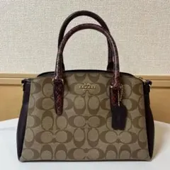 COACH コーチ シグネチャーハンドバッグ スネーク柄ハンドル